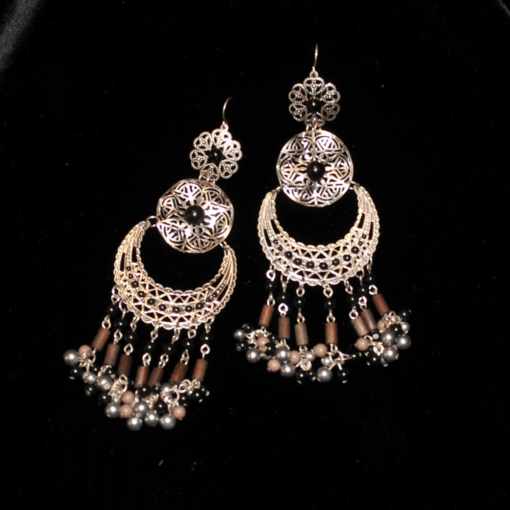 Silver Dangle Earrings 8026 Western Style